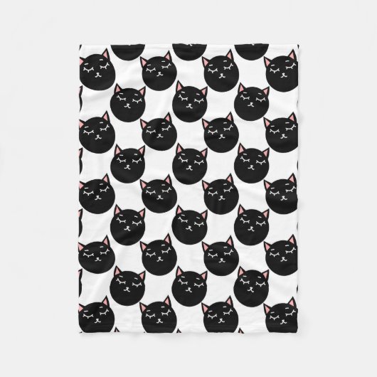 Zwarte kattenkoppen Patroon, katoenontwerp Fleece Deken (Voorkant)