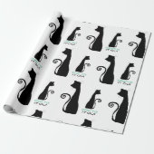 Zwarte kattenkunst cadeaupapier (Uitgerold)