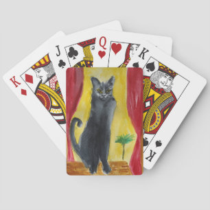 Zwarte kattenkunst pokerkaarten