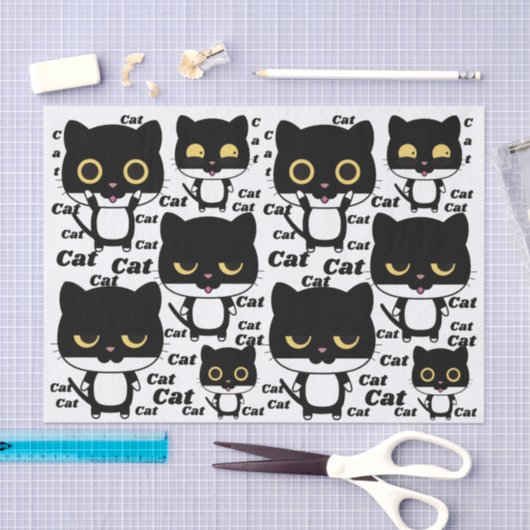 Zwarte kattenleuker met grote ogen tissuepapier (Craft)