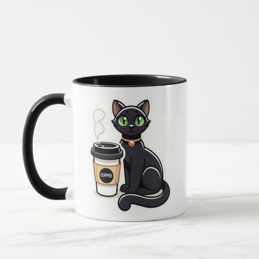 Zwarte Kattenliefhebber Koffie Break Cup Mok (Links)