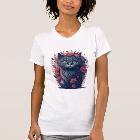 Zwarte kattenliefhebbers t-shirt (Voorkant)