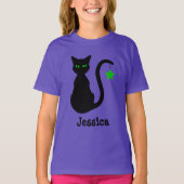 Zwarte kattennaam T-shirt (kind) (Voorkant)