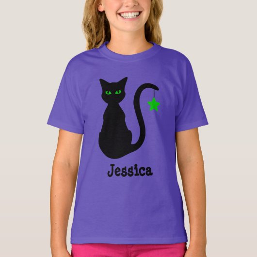 Zwarte kattennaam T-shirt (kind) (Voorkant)