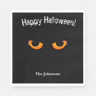 Zwarte kattenogen Halloween feest servetten