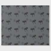 Zwarte kattenpatroon Halloween Cadeaupapier (Vlak)