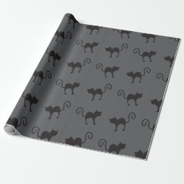 Zwarte kattenpatroon Halloween Cadeaupapier