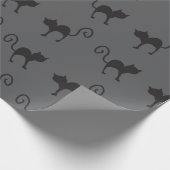 Zwarte kattenpatroon Halloween Cadeaupapier (Hoek)