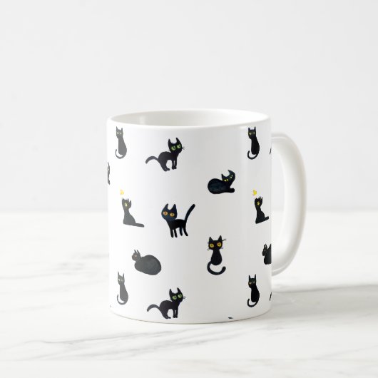 Zwarte kattenpatroon mok (Voorkant rechts)