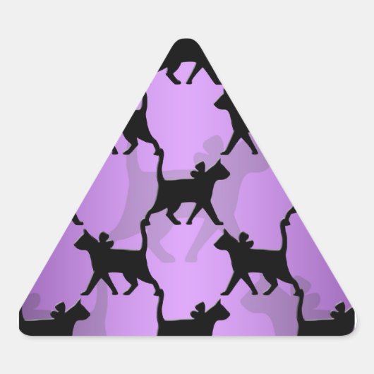 Zwarte kattenpatroon op paars sticker (Voorkant)