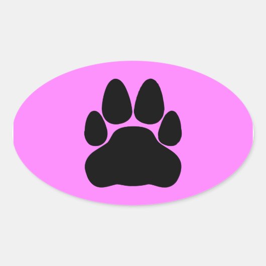Zwarte Kattenpootafdruk Vorm Ovale Sticker (Voorkant)