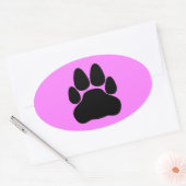 Zwarte Kattenpootafdruk Vorm Ovale Sticker (Envelop)