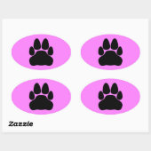 Zwarte Kattenpootafdruk Vorm Ovale Sticker (Vel)