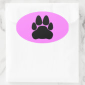 Zwarte Kattenpootafdruk Vorm Ovale Sticker (Tas)