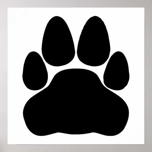 Zwarte Kattenpootafdruk Vorm Poster (Voorkant)