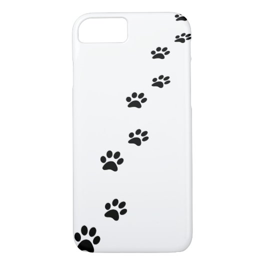 Zwarte kattenpootafdrukken op wit Case-Mate iPhone case (Achterkant)