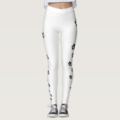 Zwarte kattenpootafdrukken op wit leggings (Voorkant)