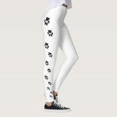 Zwarte kattenpootafdrukken op wit leggings (Rechts)