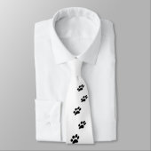 Zwarte kattenpootafdrukken op wit stropdas (Gebonden)