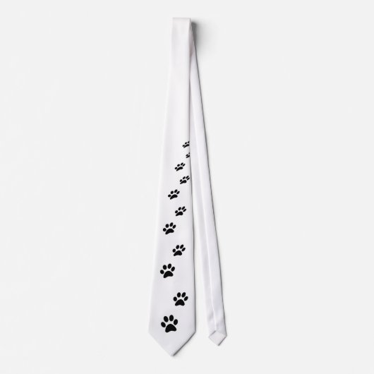 Zwarte kattenpootafdrukken op wit stropdas (Voorkant)