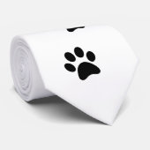 Zwarte kattenpootafdrukken op wit stropdas (Opgerold)