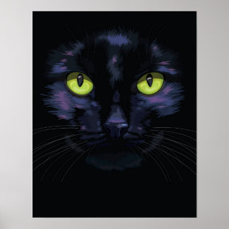 Zwarte kattenportret poster