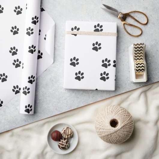 Zwarte kattenpoten eenvoudig cadeaupapier (Crafts)