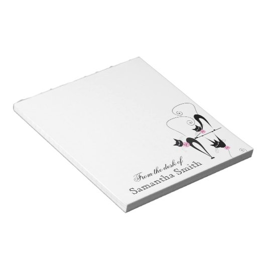 Zwarte kattenroze naam PERSONALIZE Notitieblok (Schuin)