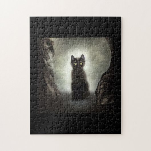 Zwarte kattenschaduwgrot, donker grot, zwart licht legpuzzel (Verticaal)
