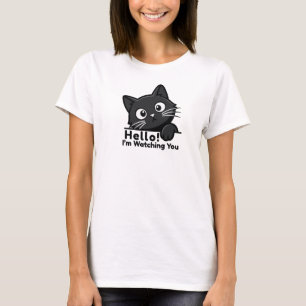 Zwarte Kattenshirt - Ik hou je in de gaten T-shirt