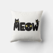 Zwarte Kattenshirt met Miauw Tekst Kussen (Achterkant)