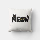 Zwarte Kattenshirt met Miauw Tekst Kussen (Voorkant)