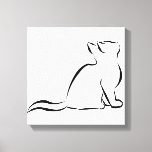 Zwarte kattensilhouet canvas afdruk