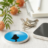 Zwarte kattensilhouet en ster sleutelhanger (Zijkant)