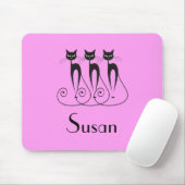 Zwarte kattensilhouet grappig muismat (Met muis)