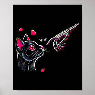 Zwarte Kattenskelet Hand Boop Valentijnsdag Huisdi Poster