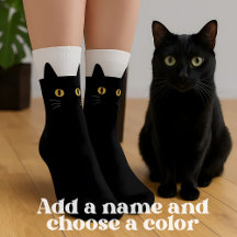 Zwarte Kattensokken met Aangepaste Naam – Mooie Ca