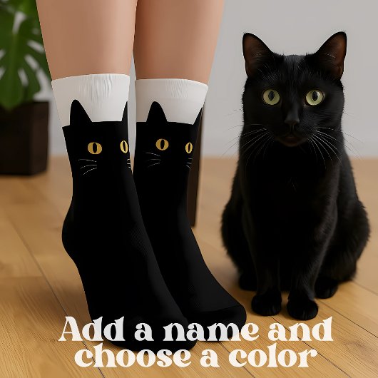 Zwarte Kattensokken met Aangepaste Naam – Mooie Ca Sokken