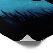 Zwarte kattensparkle sterrenhemel moderne illustra poster (Hoek)