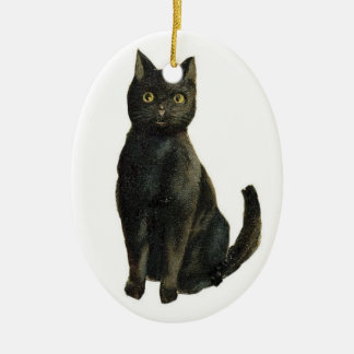 zwarte kattenversiering keramisch ornament