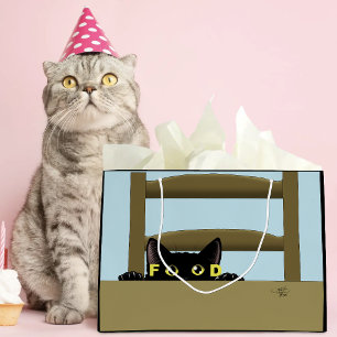 Zwarte Kattenvoer Grappige Hongerige Kat Humor Groot Cadeauzakje