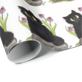 Zwarte kattepaardebloemen ompakken papier (Rol Hoek)