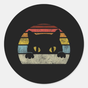 zwarte katteplaat, Retrostijlzwarte katten Ronde Sticker