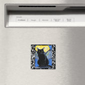 Zwarte katterietgargoyle Halloween kitten magnet (Insitu (Vaatwasser))