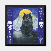 Zwarte katterietgargoyle Halloween kitten magnet (Voorkant)