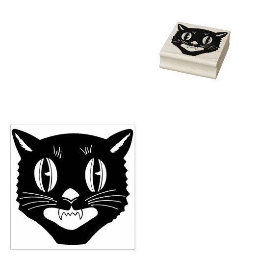  zwarte kattestempel Halloween Rubberstempel (Gestempeld)
