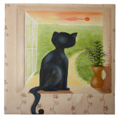 zwarte kattetegel tegeltje (Voorkant)