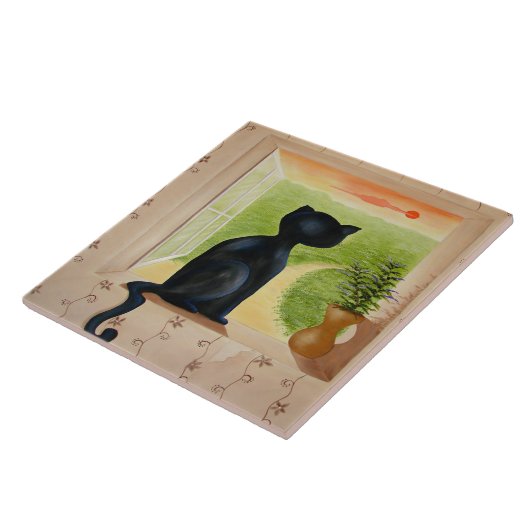 zwarte kattetegel tegeltje (Zijkant)