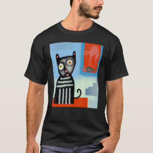 zwarte kattewerk katteportret schattige katje kat t-shirt