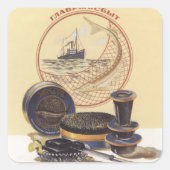 Zwarte kaviaar vierkante sticker (Voorkant)